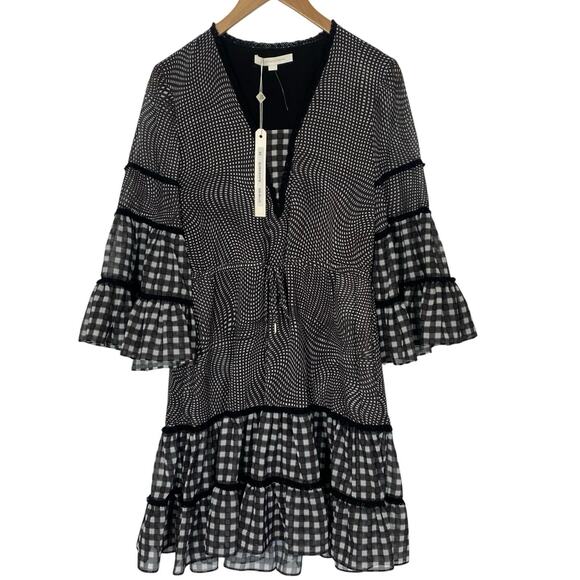 Jonathan Simkhai Dresses & Skirts - Jonathan Simkhai Dress Mixed Media Black White silk Blend Size XS Romance Flowy